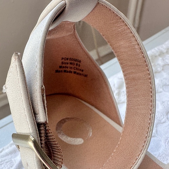 Journee Loreta Loafer Flats Vegan Leather Ivory Buckle Straps Square Toe 1” Heel - Picture 13 of 16